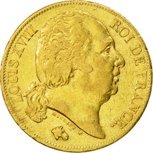 France, Louis XVIII, 20 Francs, 1818, Paris, EF(40-45), Gold, KM:712.1