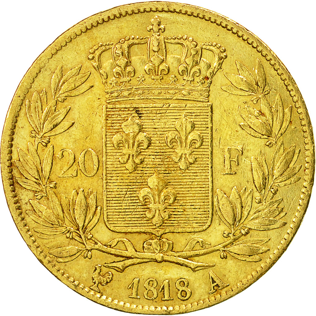 France, Louis XVIII, 20 Francs, 1818, Paris, EF(40-45), Gold, KM:712.1