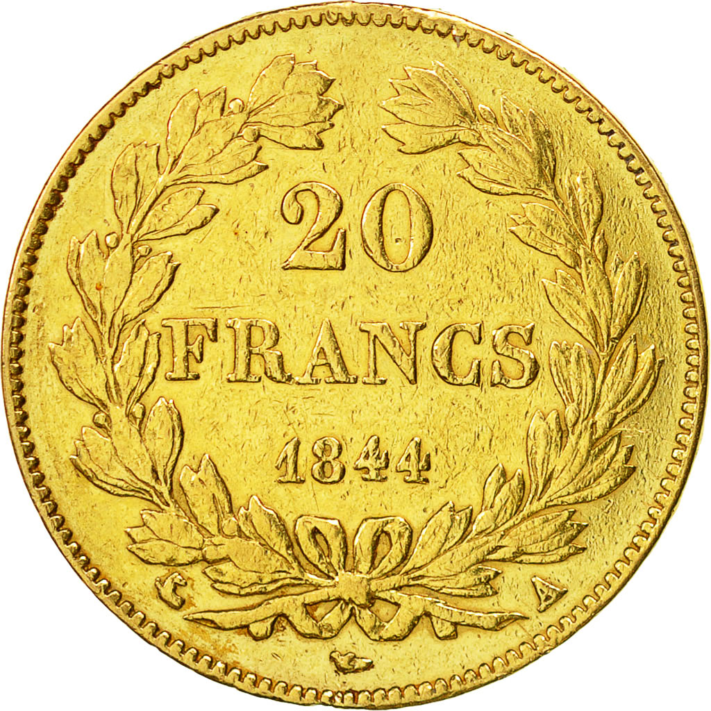 Coin, France, Louis-Philippe, 20 Francs, 1844, Paris, EF(40-45), Gold, KM:750.1