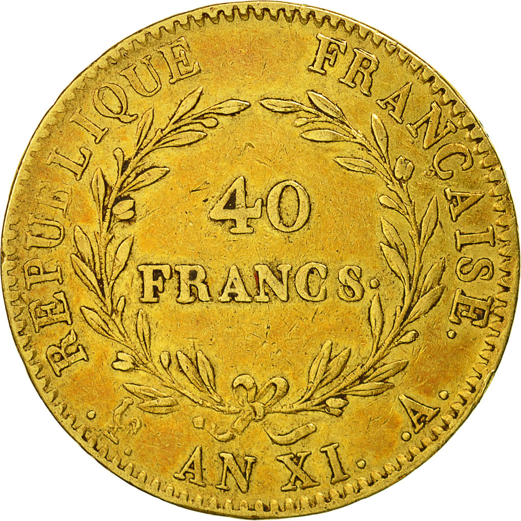 Coin, France, Napoléon I, 40 Francs, 1803, Paris, EF(40-45), Gold, KM:652