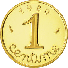 Coin, France, Centime, 1980, MS(65-70), Gold, KM:P655, Gadoury:4.P3