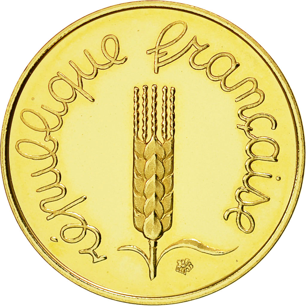 Coin, France, Centime, 1980, MS(65-70), Gold, KM:P655, Gadoury:4.P3