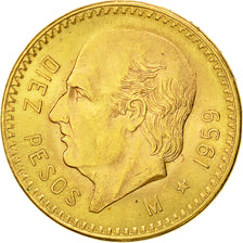 Mexico, 10 Pesos, 1959, Mexico City, MS(60-62), Gold, KM:473