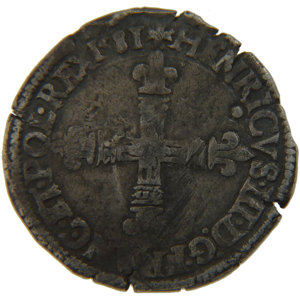 FRANCE, 1/8e Ecu, 1581, Nantes, VF(20-25), Silver, Ciani #1440, 9.70