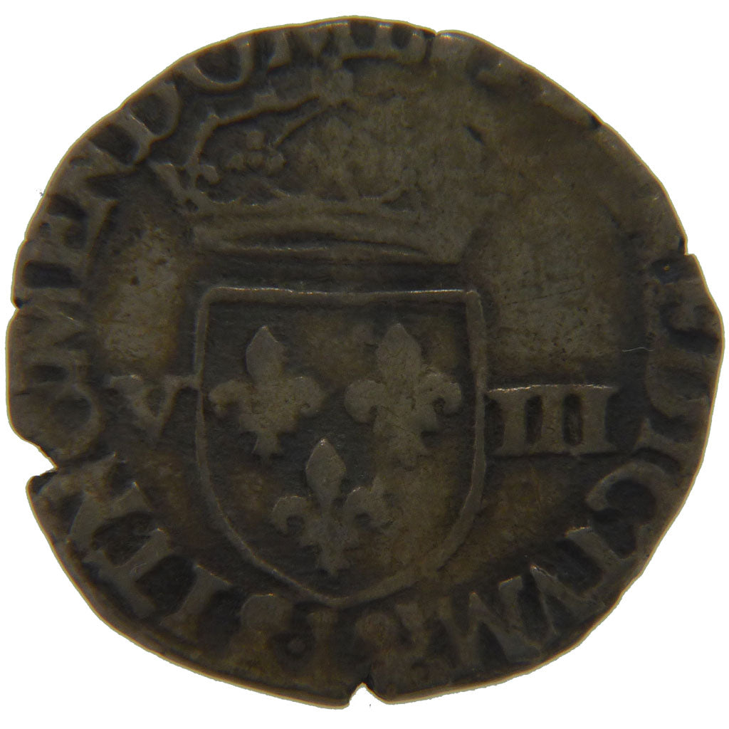 FRANCE, 1/8e Ecu, 1584, Bayonne, F(12-15), Silver, Ciani #1440, 9.60