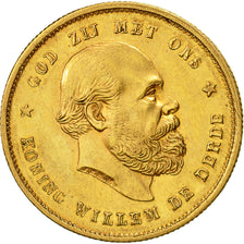 Coin, Netherlands, William III, 10 Gulden, 1889, MS(60-62), Gold, KM:106