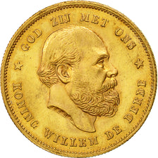 Coin, Netherlands, William III, 10 Gulden, 1876, MS(63), Gold, KM:106