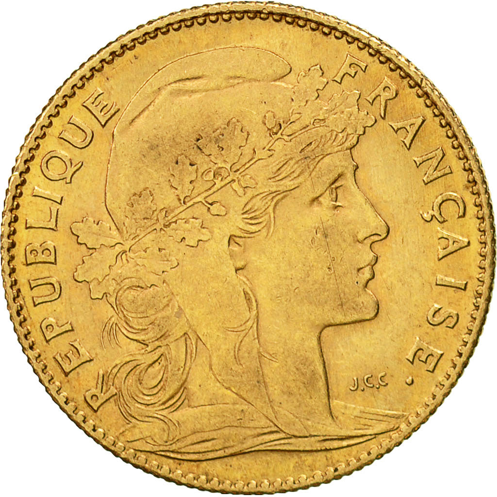 Francia, Marianne, 10 Francs, 1910, Paris, MBC, Oro, KM:846, Gadoury:1017