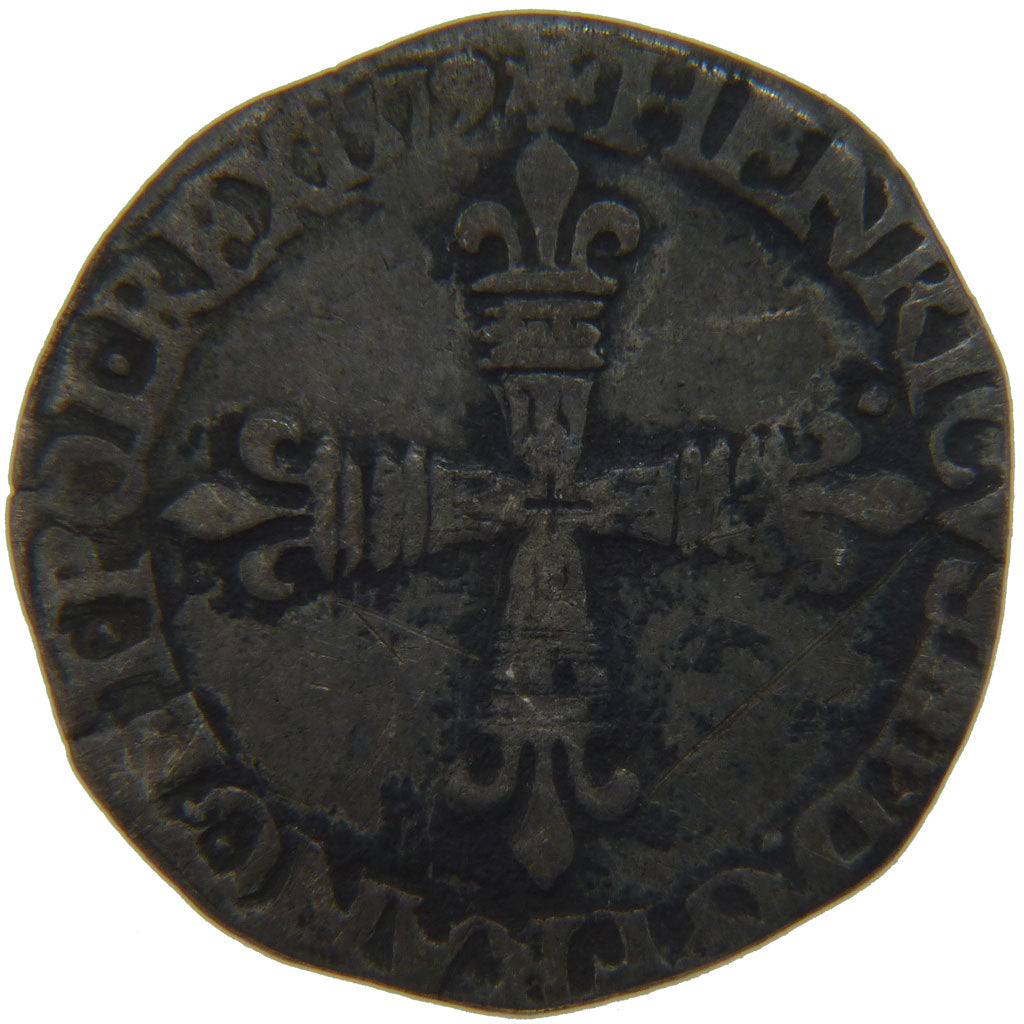FRANCE, ¼ Ecu, 1579, Nantes, VF(20-25), Silver, Ciani #1440, 8.70