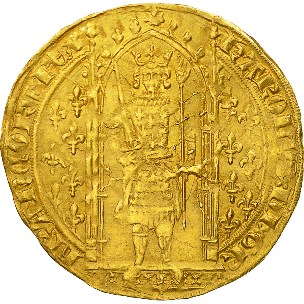 Coin, France, Charles V, Franc à pied, AU(50-53), Gold, Duplessy:360