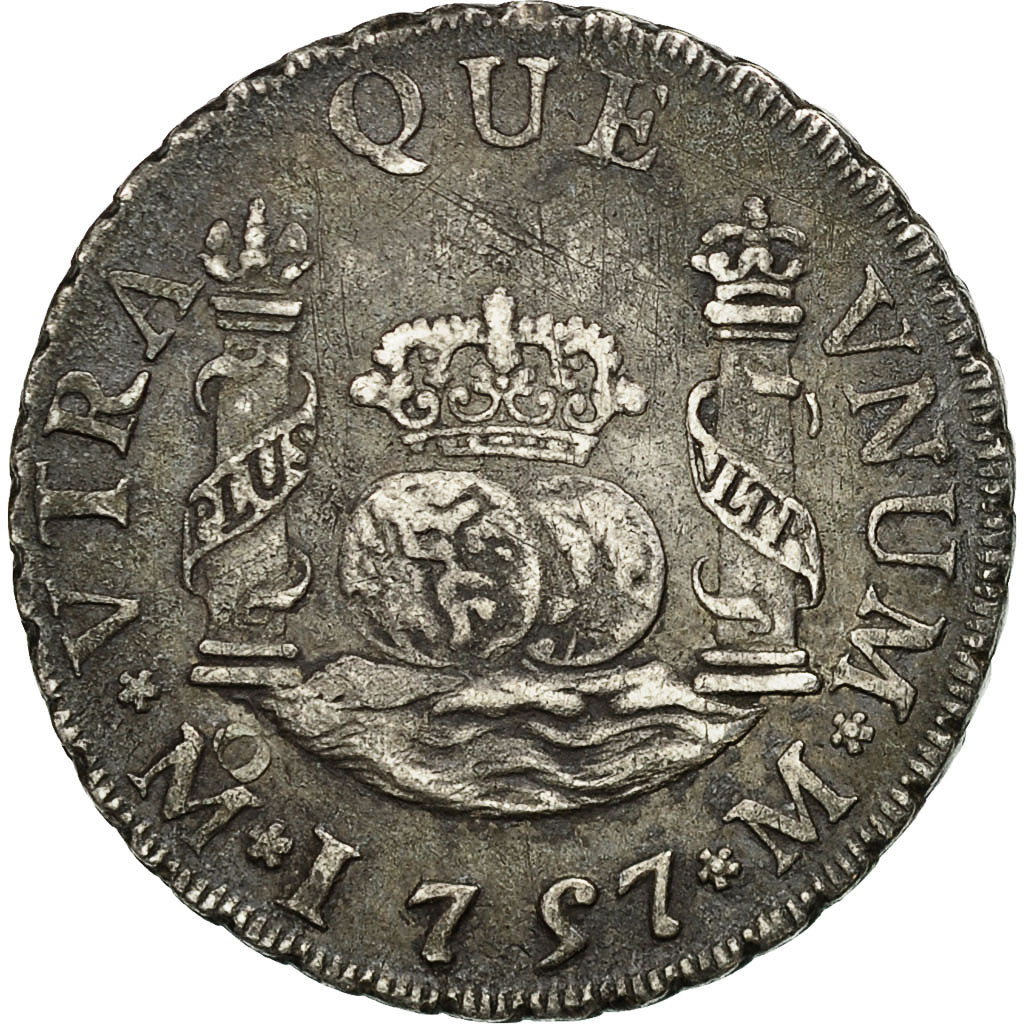 Mexico, Ferdinand VI, 2 Réales, 1757, Mexico City, AU(50-53), Silver, KM:86.1