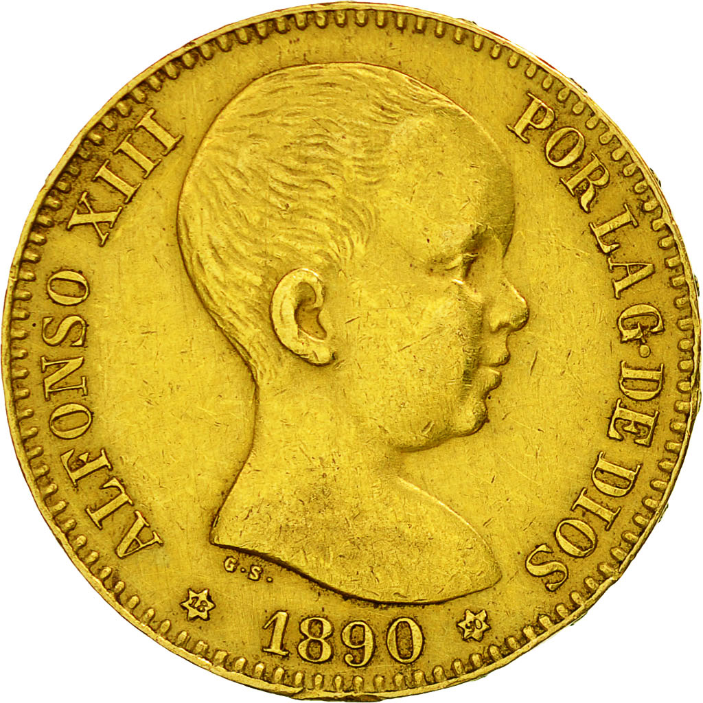 Coin, Spain, Alfonso XIII, 20 Pesetas, 1890, EF(40-45), Gold, KM:693