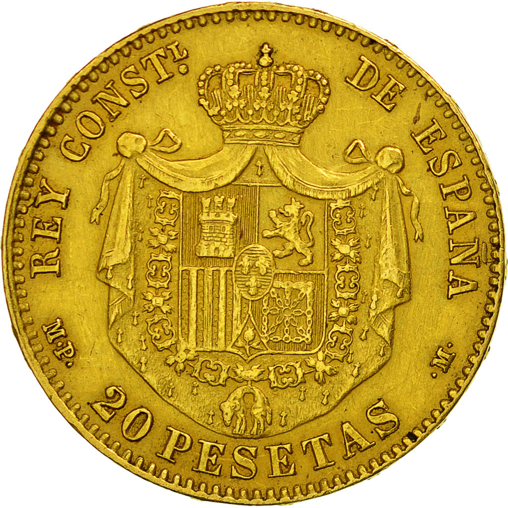 Coin, Spain, Alfonso XIII, 20 Pesetas, 1890, EF(40-45), Gold, KM:693