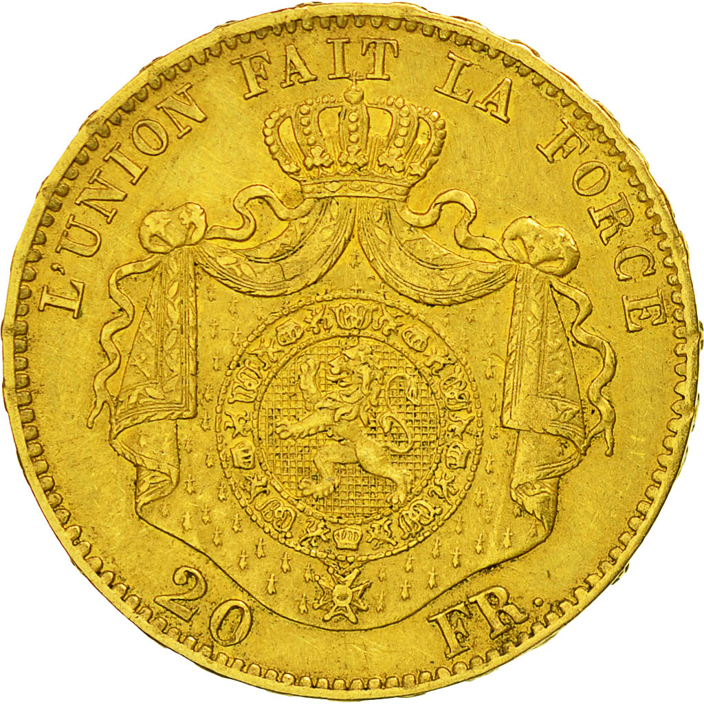Belgium, Leopold II, 20 Francs, 20 Frank, 1867, EF(40-45), Gold, KM:32