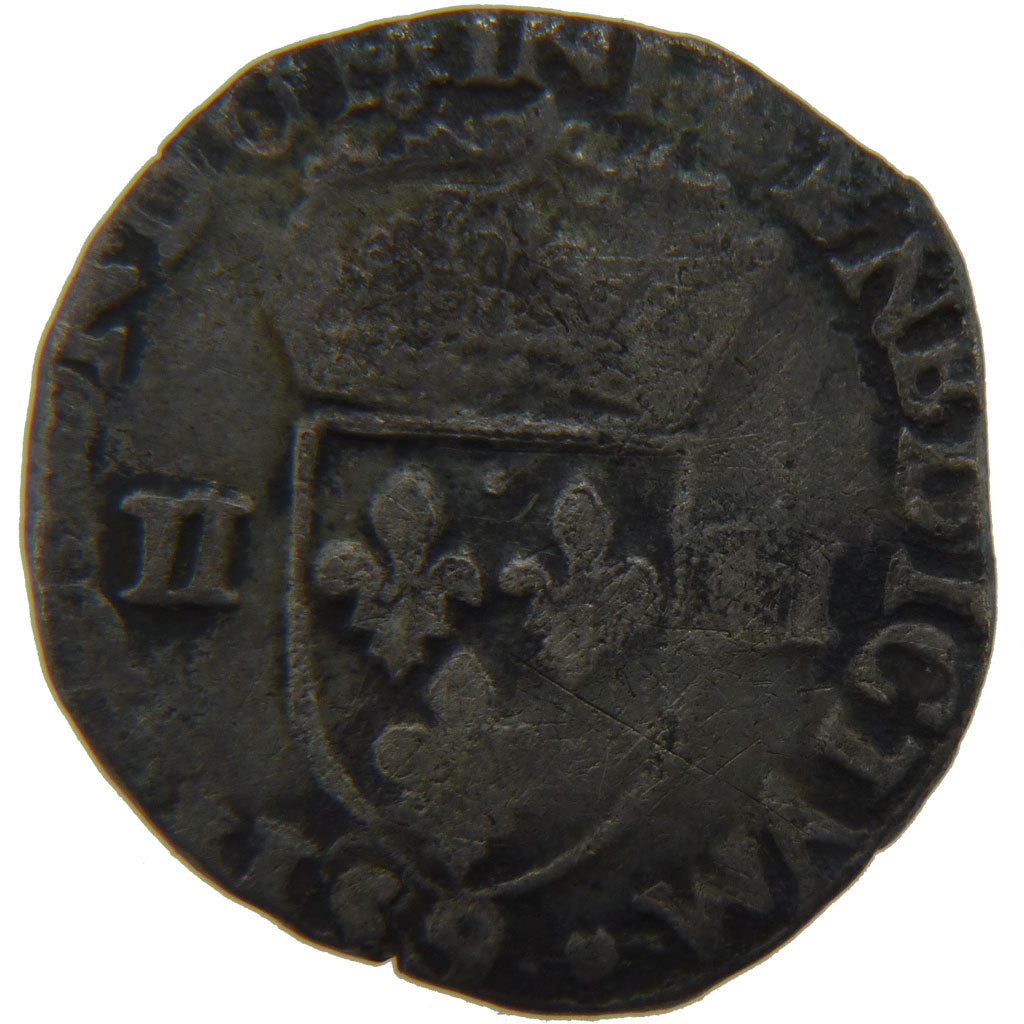 FRANCE, ¼ Ecu, 1584, Rennes, VG(8-10), Silver, Ciani #1510, 9.40