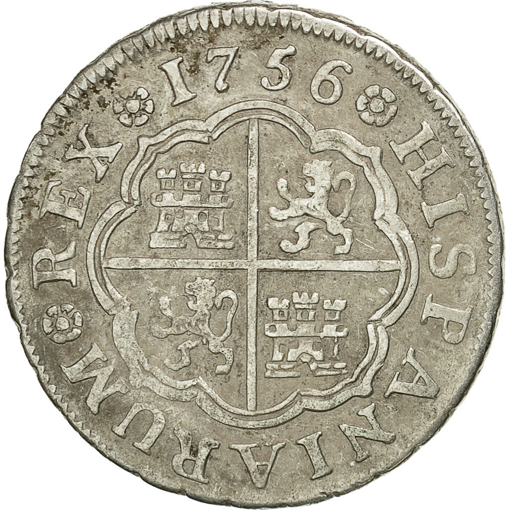 Spain, Ferdinand VI, Real, 1756, Madrid, EF(40-45), Silver, KM:369.1