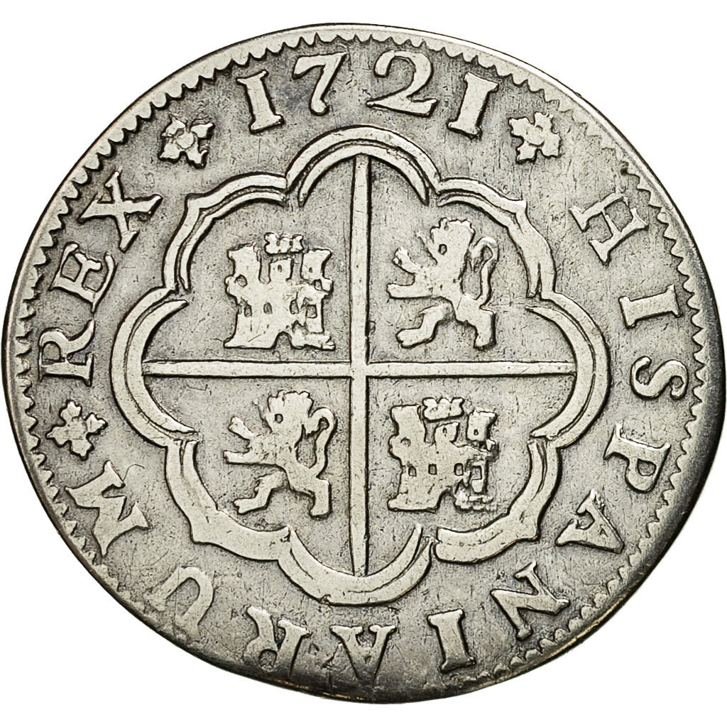 Coin, Spain, Philip V, 2 Reales, 1721, Seville, VF(30-35), Silver, KM:307