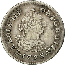 Moneta, Mexico, Charles III, 1/2 Réal, 1773, Mexico City, EF(40-45), Srebro