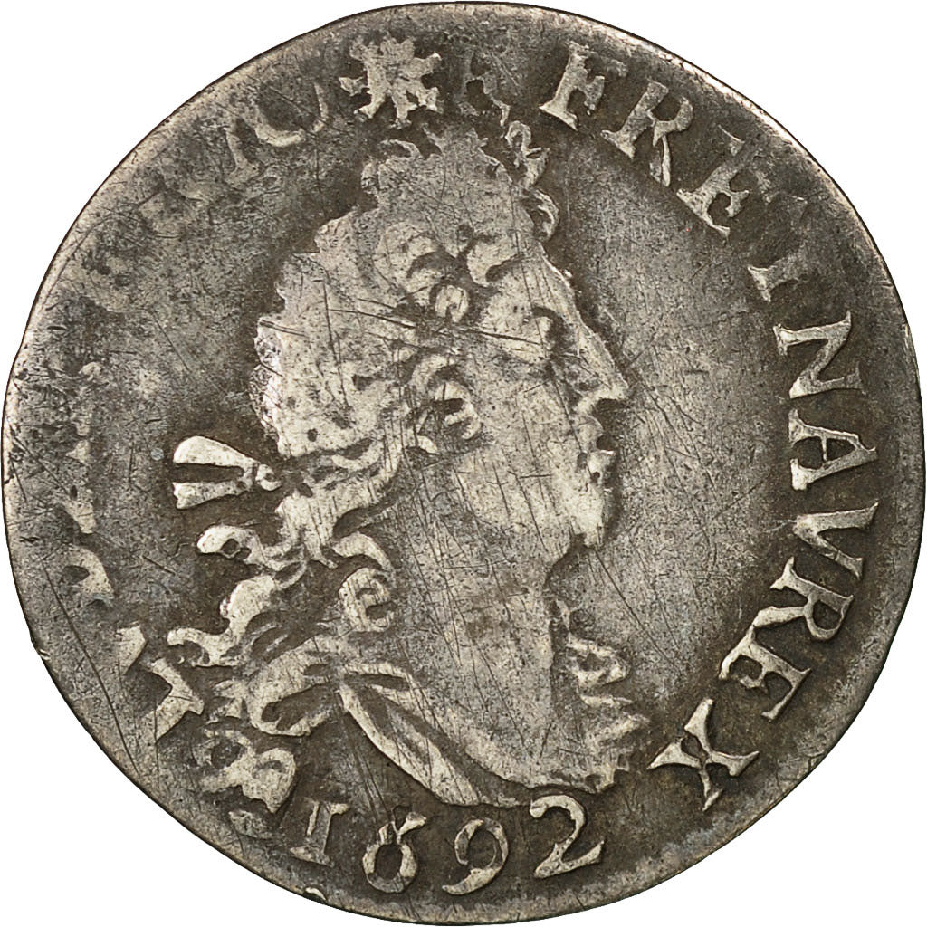 France, Louis XIV, 4 Sols aux 2 L, 1692, Rouen, VF(30-35), KM:281.2