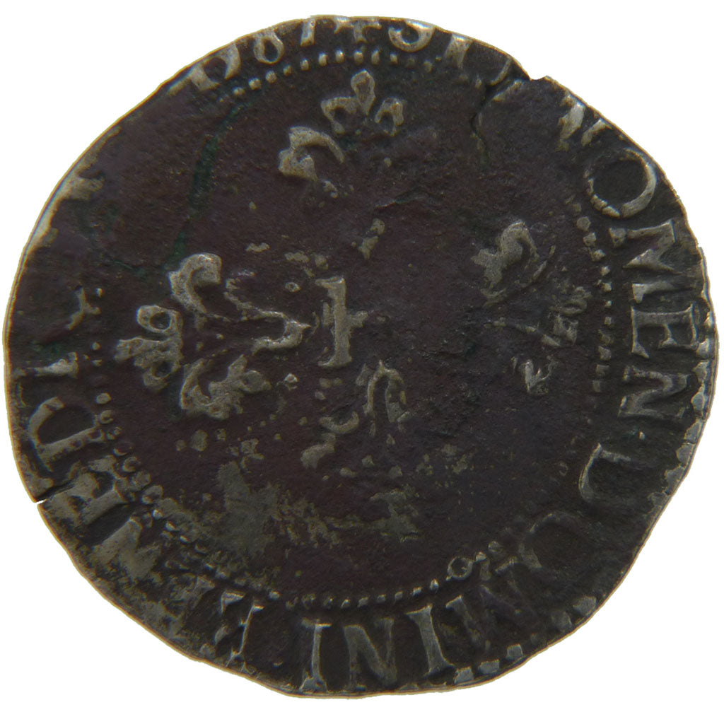 FRANCE, 1/2 Franc, 1587, Rennes, VF(20-25), Silver, Ciani #1431, 6.90