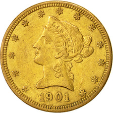 Estados Unidos, Coronet Head, $10, 1901, New Orleans, MBC+, Oro, KM:102