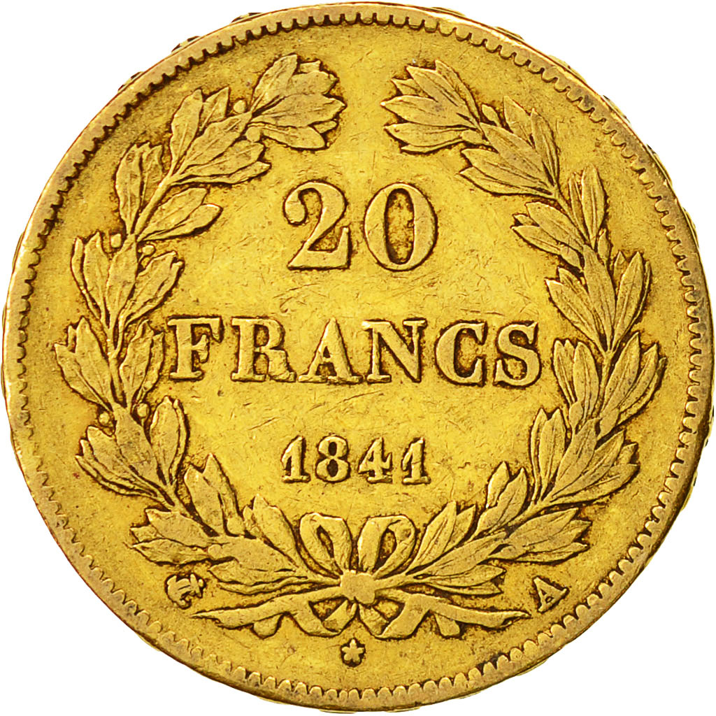 Moneda, Francia, Louis-Philippe, 20 Francs, 1841, Paris, BC+, Oro, KM:750.1