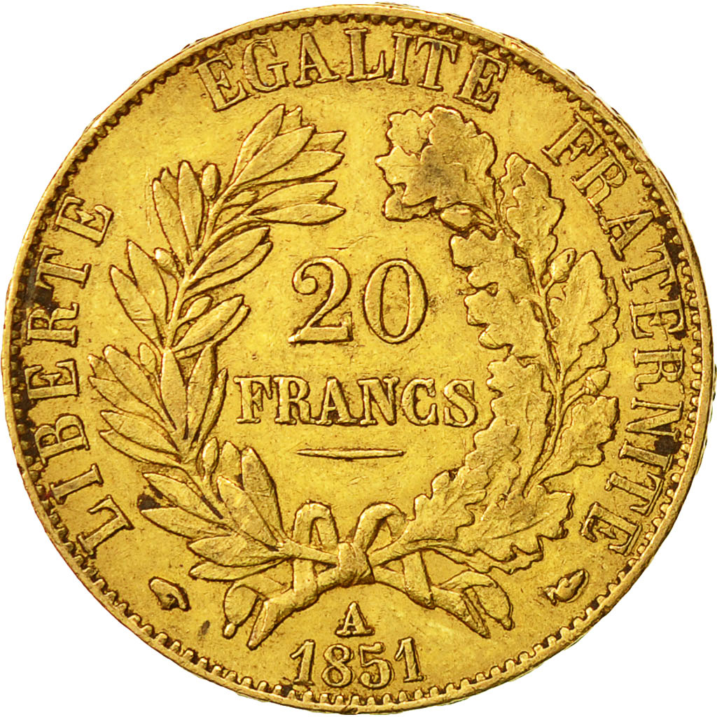 Coin, France, Cérès, 20 Francs, 1851, Paris, EF(40-45), Gold, KM:762