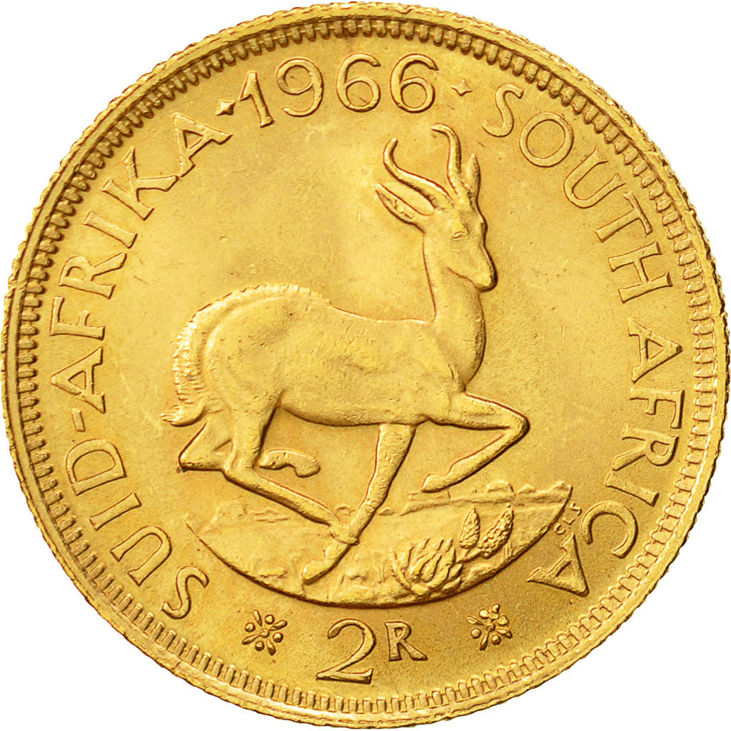 Moneda, Sudáfrica, 2 Rand, 1966, SC, Oro, KM:64