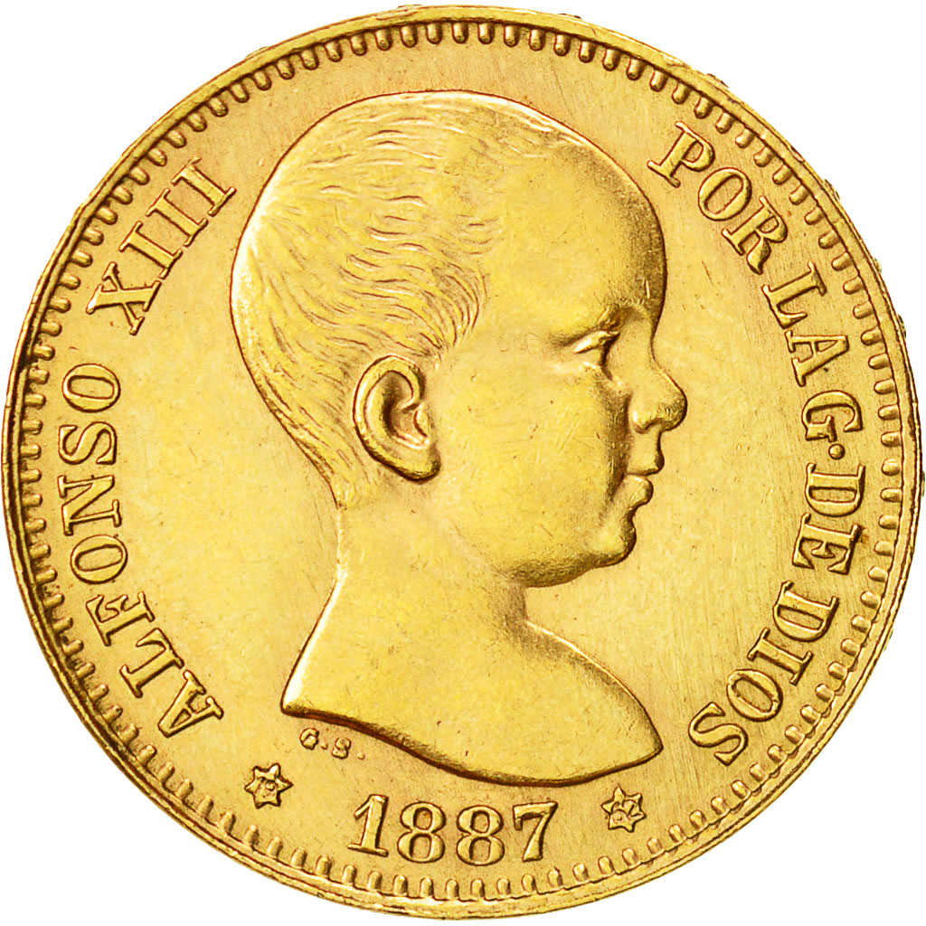 Spagna, Alfonso XIII, 20 Pesetas, 1887 (1962), Retrike, SPL, Oro, KM:693