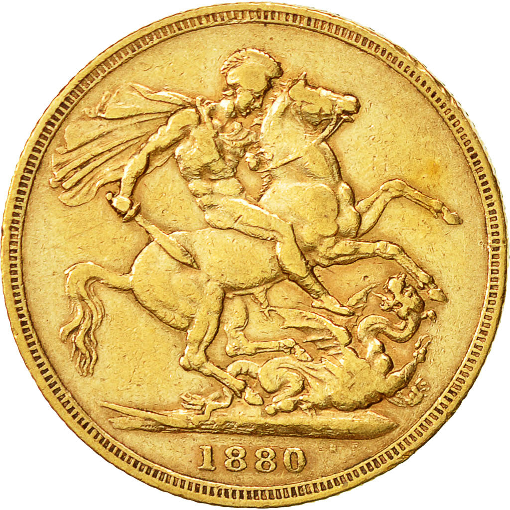 Coin, Great Britain, Victoria, Sovereign, 1880, EF(40-45), Gold, KM:752