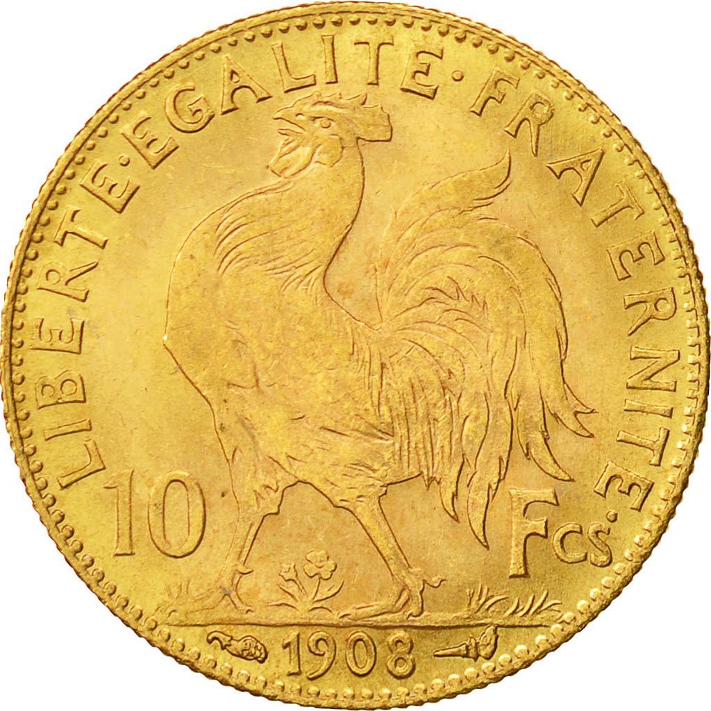 Francia, Marianne, 10 Francs, 1908, Paris, MBC+, Oro, KM:846, Gadoury:1017