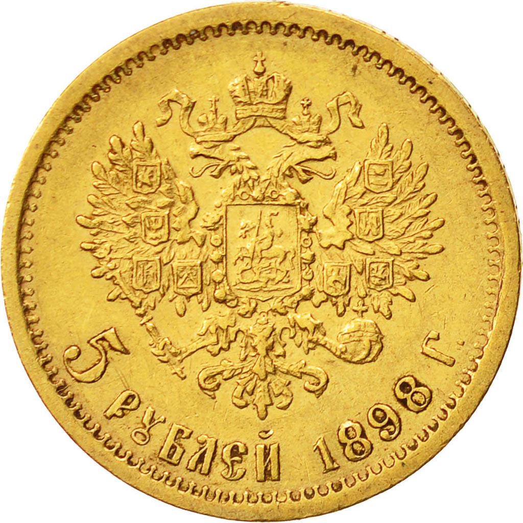 Russie, Nicholas II, 5 Roubles, 1898, St. Petersburg, TTB+, Or, KM:62