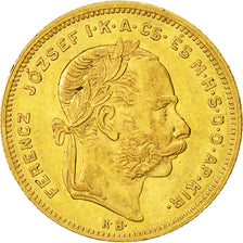 Moneda, Hungría, Franz Joseph I, 8 Forint 20 Francs, 1878, Kremnitz, MBC, Oro