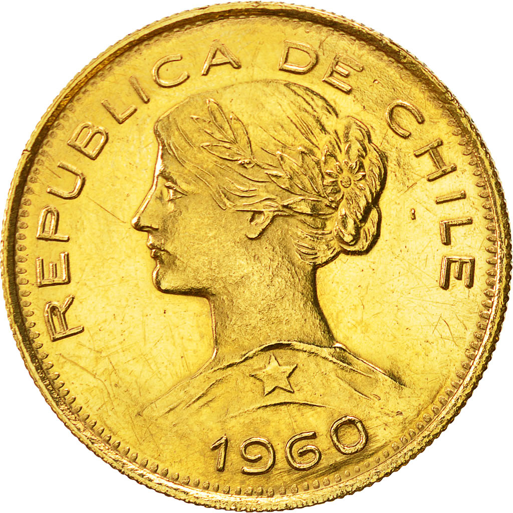 Monnaie, Chile, 100 Pesos, 1960, Santiago, SUP, Or, KM:175