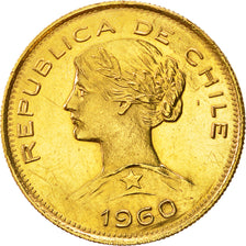 Moneda, Chile, 100 Pesos, 1960, Santiago, EBC, Oro, KM:175