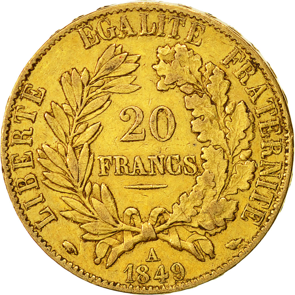 Coin, France, Cérès, 20 Francs, 1849, Paris, EF(40-45), Gold, KM:762