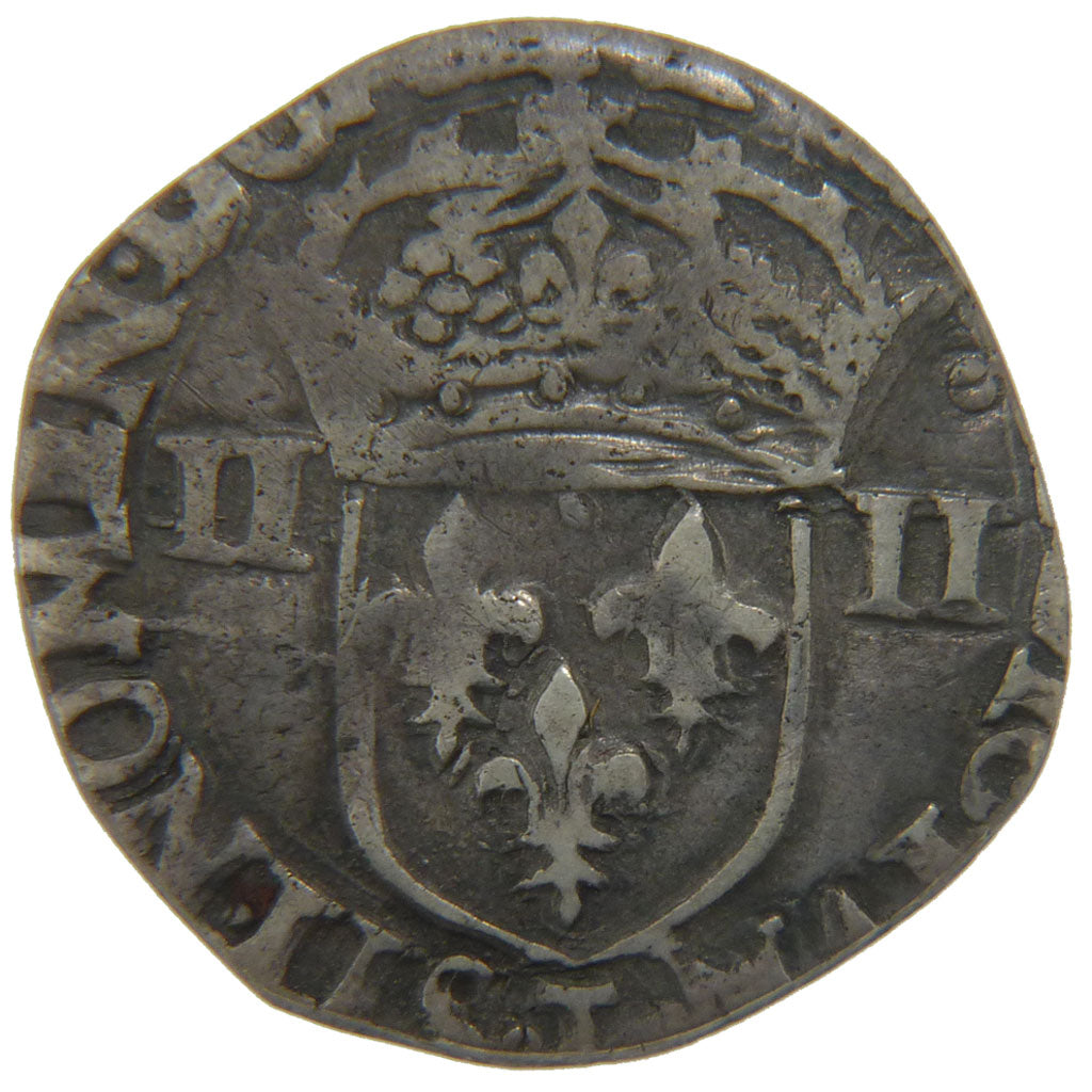 FRANCE, ¼ Ecu, 1591, Nantes, VG(8-10), Silver, Ciani #1487, 6.90