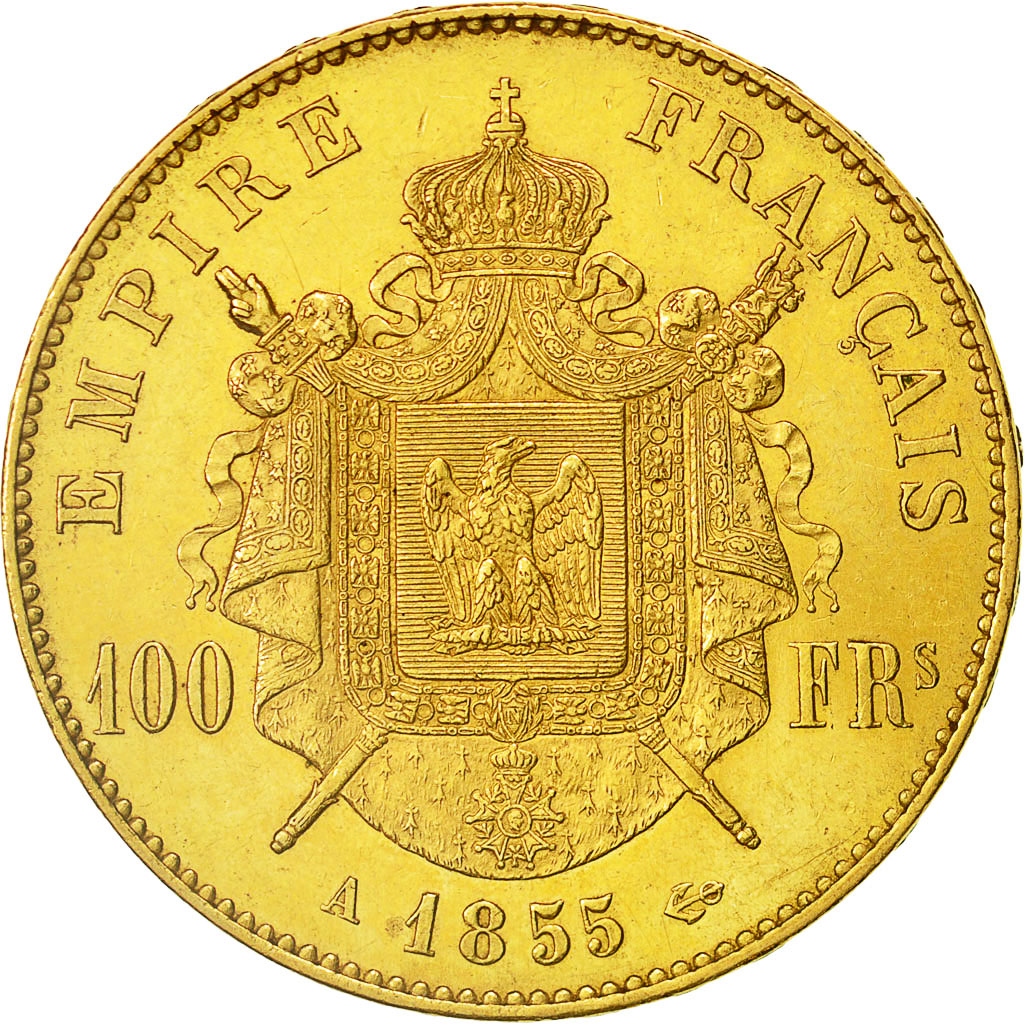 Moneda, Francia, Napoleon III, Napoléon III, 100 Francs, 1855, Paris, MBC+