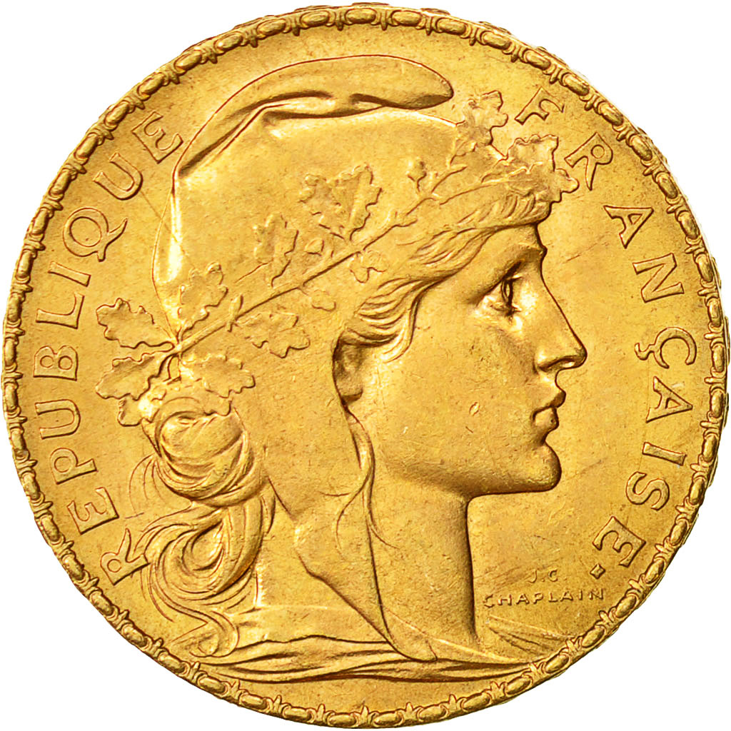 Munten, Frankrijk, Marianne, 20 Francs, 1914, UNC, Goud, KM:857, Gadoury:1064a