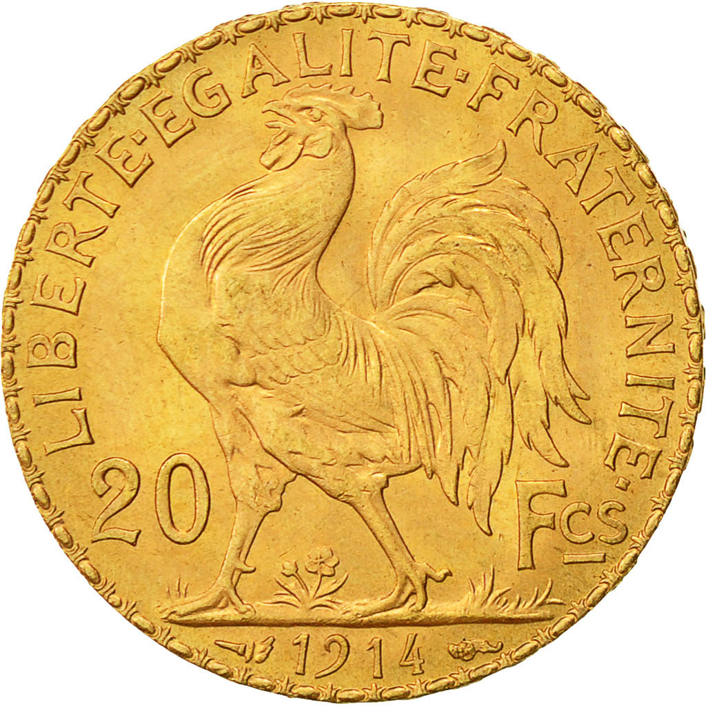 Munten, Frankrijk, Marianne, 20 Francs, 1914, UNC, Goud, KM:857, Gadoury:1064a