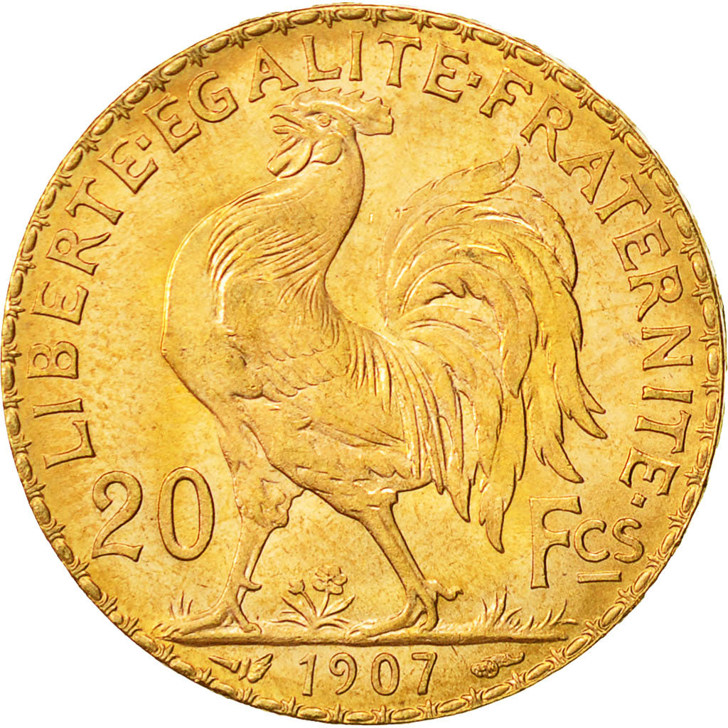 Coin, France, Marianne, 20 Francs, 1907, MS(65-70), Gold, KM:857, Gadoury:1064a
