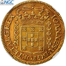 Moneta, Brasile, Joao V, 20000 Reis, 1727, Minas Gerais, NGC, AU58, SPL-, Oro
