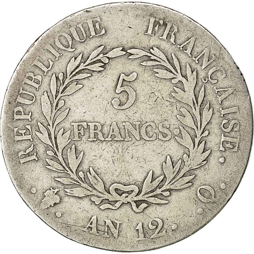 Coin, France, Napoléon I, 5 Francs, An 12 (1804), Perpignan, VF(20-25), Silver