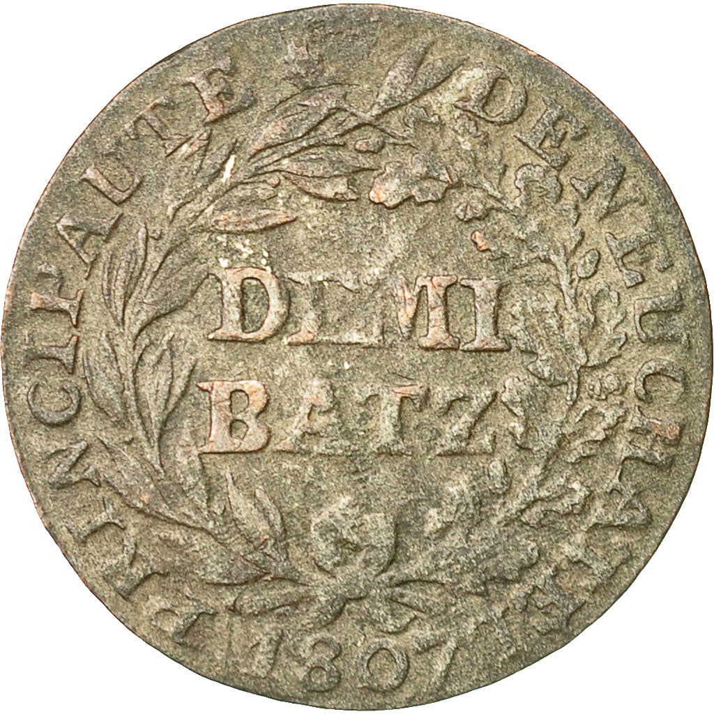 Coin, SWISS CANTONS, NEUCHATEL, 1/2 Batzen, 1807, VF(30-35), Billon, KM:67