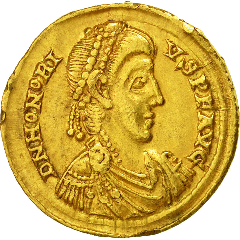 Coin, Honorius, Solidus, Rome, AU(50-53), Gold, RIC:1252