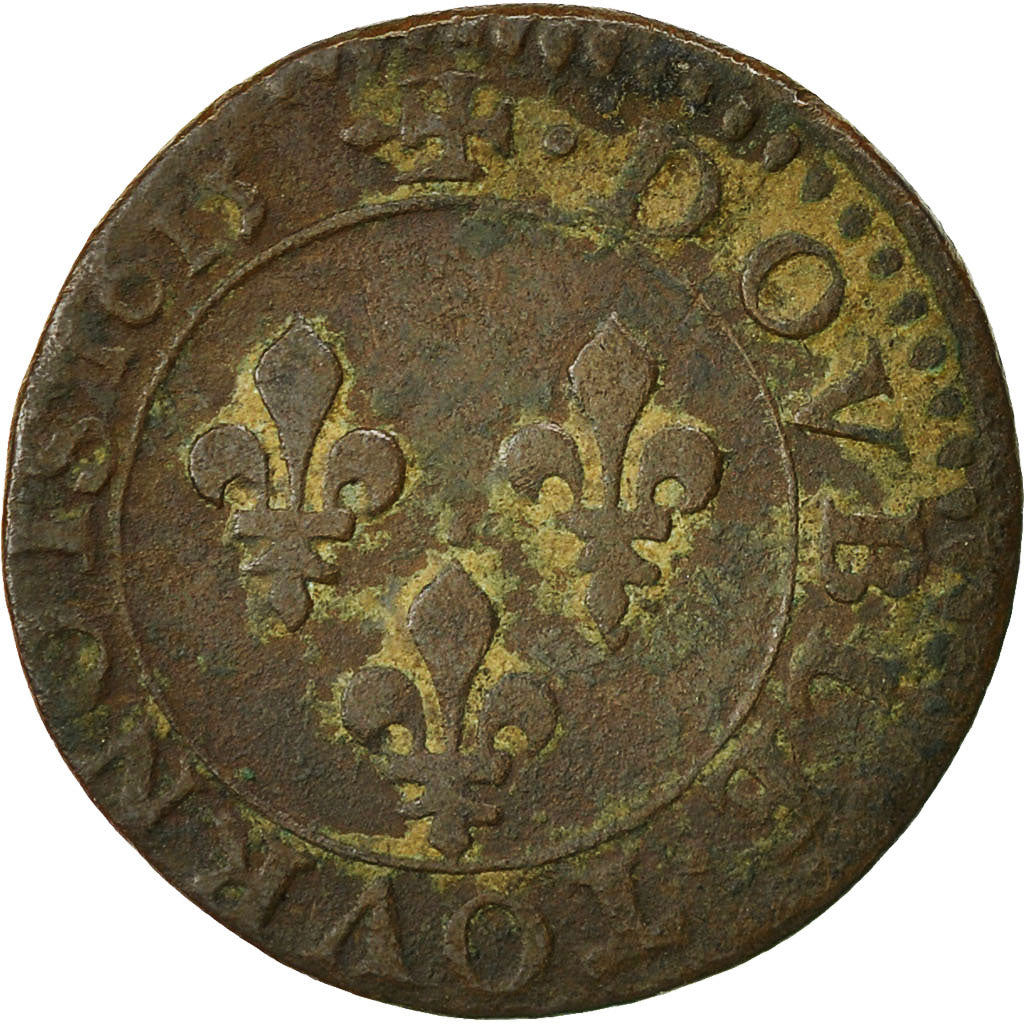 Coin, France, Louis XIII, Double tournois, 1615, Amiens, VF(20-25), Copper