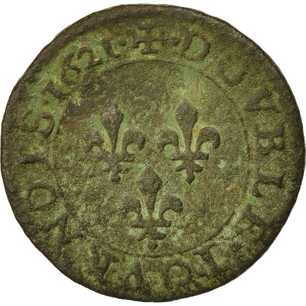Munten, Frankrijk, Louis XIII, Double tournois, buste juvénile, Double