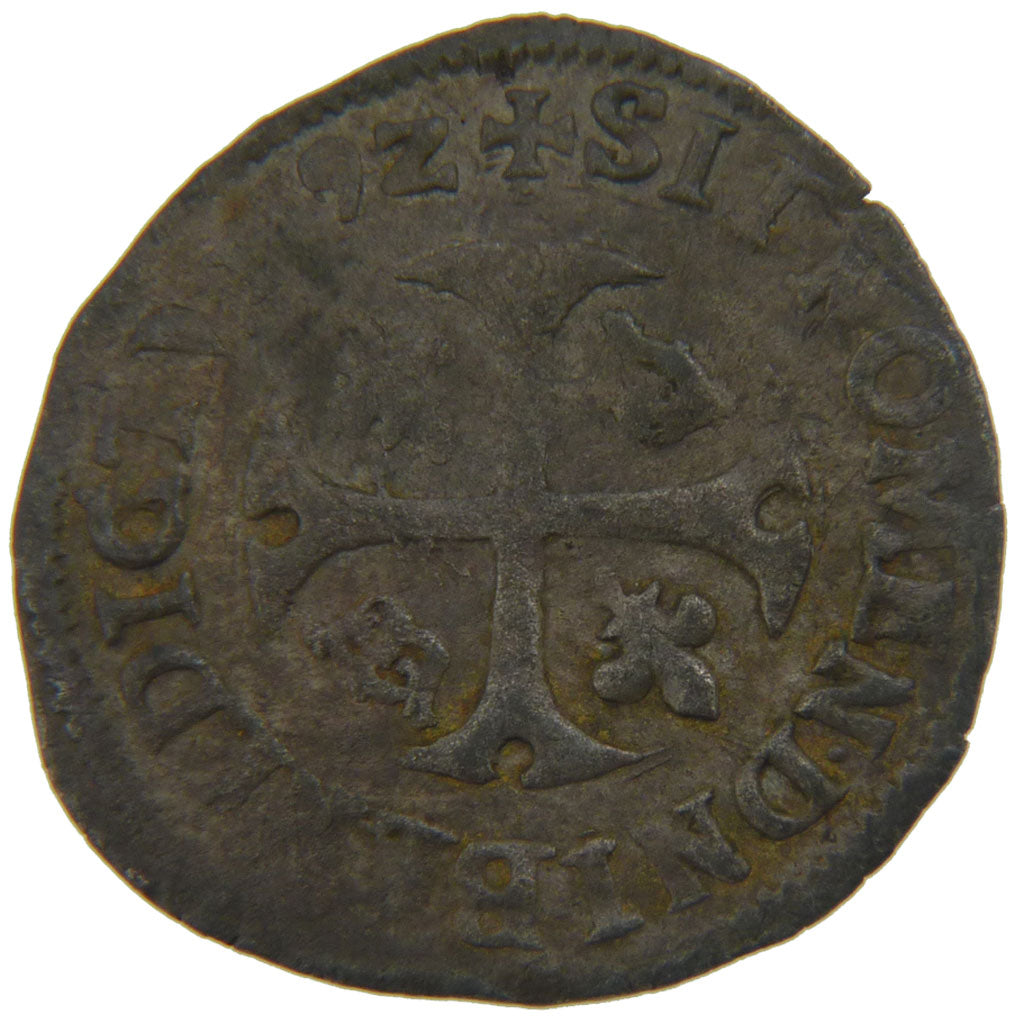 FRANCE, Douzain 9th Type, 1592, Clermont, VF(30-35), Silver, Duplessy #1254,...