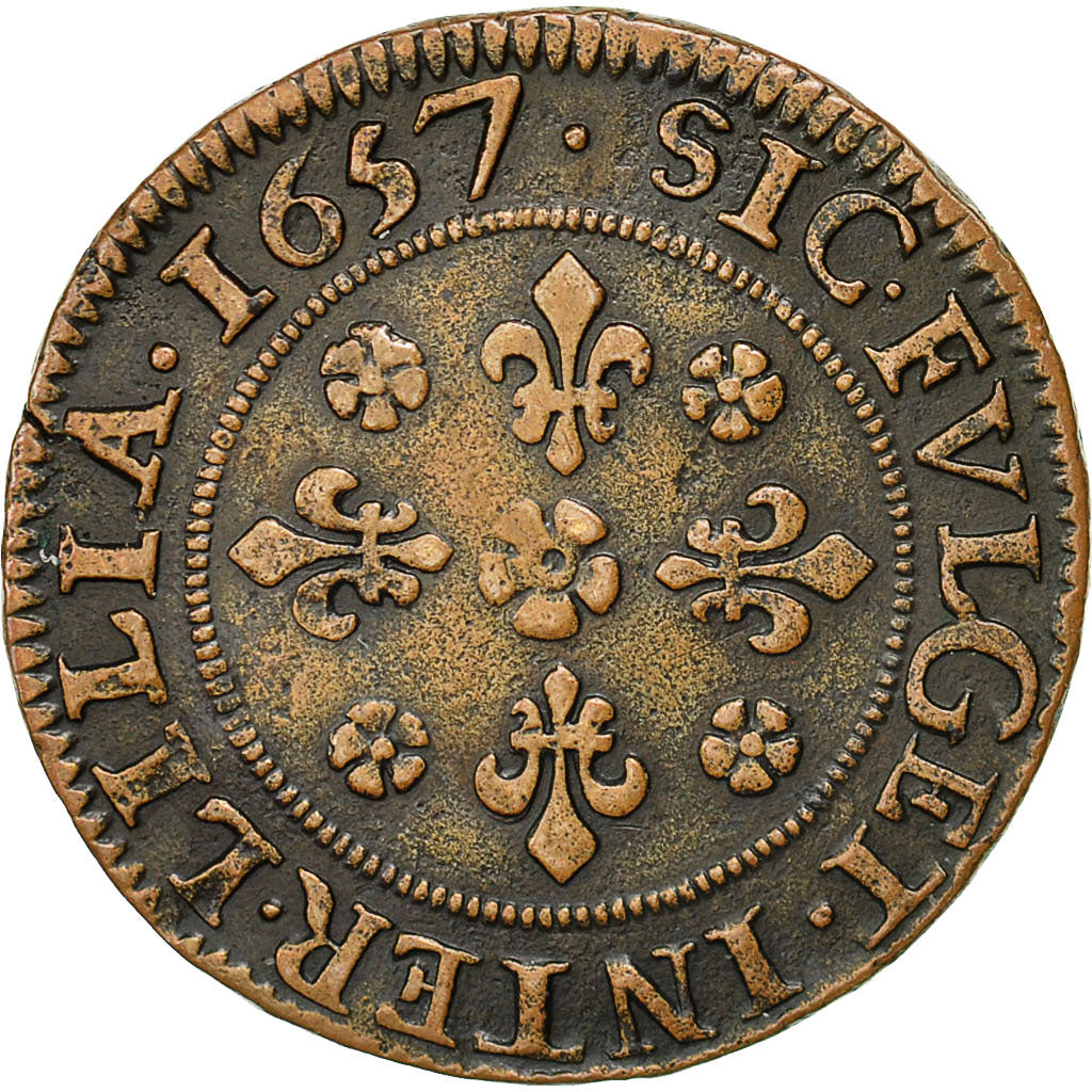 Monnaie, France, Louis XIV, Liard, 1657, TTB, Cuivre, C2G:250