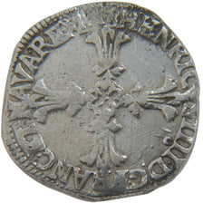 FRANCE, ¼ Ecu, 1596, Rennes, VF(30-35), Silver, Ciani #1517, 9.56
